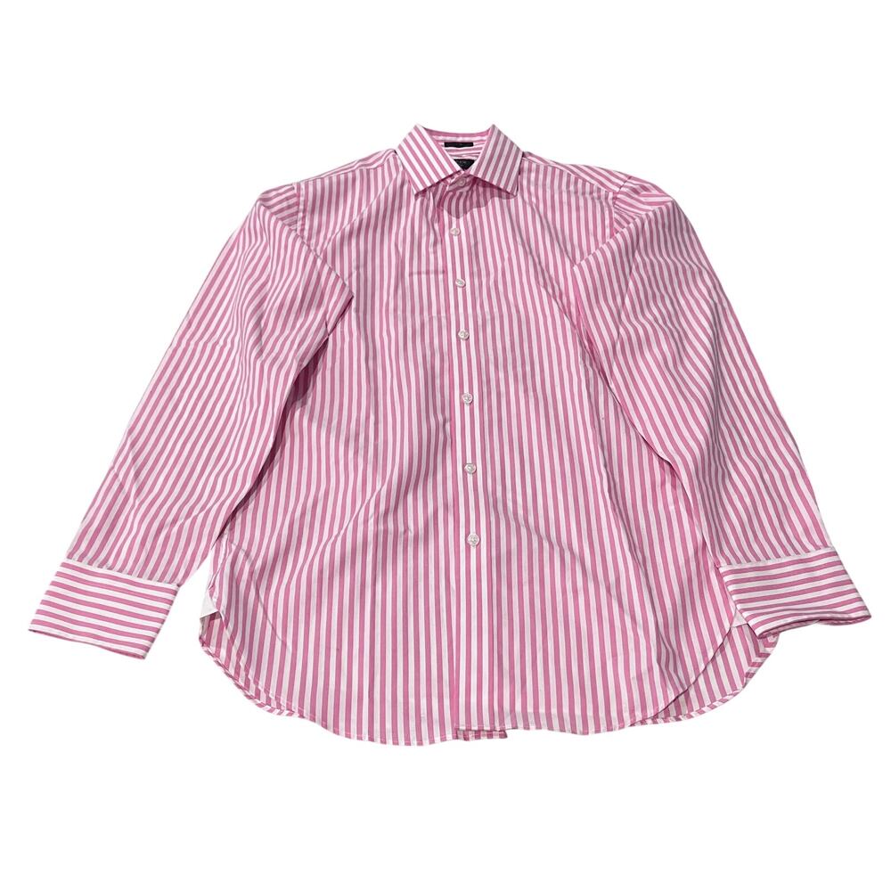 J CREW Ludlow Slim Fit Dress Shirt Mens 15/33 Small Pink White Stripe Stretch